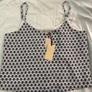 Patterned Blue and White Camisole